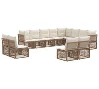 vidaXL Ensemble de canapé de jardin 12 pcs Beige Poly-Rattan