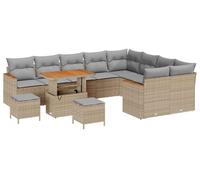 vidaXL Ensemble de canapé de jardin 12 pcs Beige Poly-Rattan