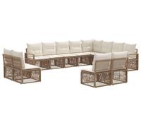 vidaXL Ensemble de canapé de jardin 12 pcs Beige Poly-Rattan