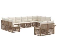 vidaXL Ensemble de canapé de jardin 12 pcs Beige Poly-Rattan