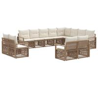 vidaXL Ensemble de canapé de jardin 12 pcs Beige Poly-Rattan