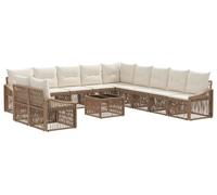 vidaXL Ensemble de canapé de jardin 12 pcs Beige Poly-Rattan