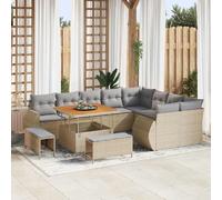 vidaXL Ensemble de canapé de jardin 12 pcs Beige Poly-Rattan