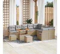 vidaXL Ensemble de canapé de jardin 12 pcs Beige polyrotin