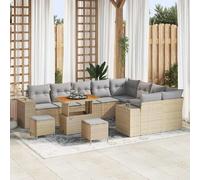 vidaXL Ensemble de canapé de jardin avec coussins 12 pcs Beige Poly-Rattan