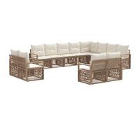 vidaXL Ensemble de canapé de Jardin 12 pcs Beige polyrotin, Bain de Soleil Moderne, canapés en rotin, Confort extérieur, modularité et Facile d'entretien, Parfait pour Le Jardin