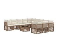 vidaXL Ensemble de canapé de Jardin 12 pcs Beige polyrotin, Canapé de Jardin Moderne, Assise extérieure Chic, résistant aux intempéries, Design modulable, Cadre en Acier, Coussins en Mousse