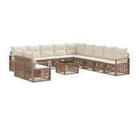 vidaXL Ensemble de canapé de Jardin 12 pcs Beige polyrotin, Canapé modulable, résistant aux intempéries, mobilier de Jardin, Salon extérieur Flexible, sièges de Patio reconfigurables