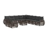 vidaXL Ensemble de canapé de Jardin 12 pcs Gris et Gris foncé, Canapé de Jardin Moderne, résistant aux intempéries, Ensemble modulaire, en Poly rotin, Confort pour se détendre