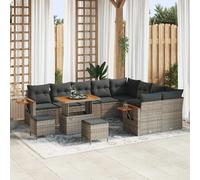 vidaXL Ensemble de canapé de jardin 12 pcs Gris polyrotin
