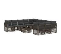 vidaXL Ensemble de canapé de Jardin 12 pcs Gris polyrotin, Canapé de Jardin Moderne, Assise extérieure Chic, résistant aux intempéries, Design modulable, Cadre en Acier, Coussins en Mousse