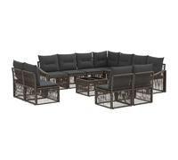 vidaXL Ensemble de canapé de Jardin 12 pcs Gris polyrotin, Ensemble de canapés Modernes, Design modulaire résistant aux intempéries, Pieds Ajustables, siège d'extérieur pour terrasse
