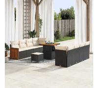 vidaXL Ensemble de canapé de jardin 12 pcs Noir et Crème polyrotin