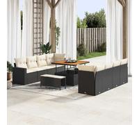 vidaXL Ensemble de canapé de jardin 12 pcs Noir et Crème polyrotin