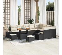 vidaXL Ensemble de canapé de jardin 12 pcs Noir Poly rotin