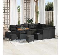 vidaXL Ensemble de canapé de jardin 12 pcs Noir Poly rotin