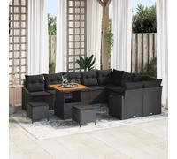 vidaXL Ensemble de canapé de jardin 12 pcs Noir Poly rotin