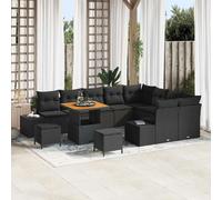 vidaXL Ensemble de canapé de jardin 12 pcs Noir Poly rotin