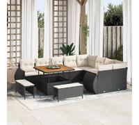 vidaXL Ensemble de canapé de jardin 12 pcs Noir polyrotin