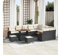 vidaXL Ensemble de canapé de jardin 12 pcs Noir polyrotin
