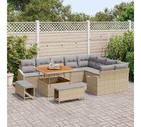 Vidaxl Ensemble De Canapé De Jardin 12 Pièces Avec Coussins Beige En Rattan Synthétique Beige