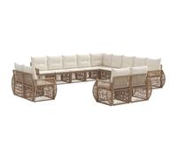 vidaXL Ensemble de canapé de Jardin 13 pcs Beige et Blanc crème, Canapé Moderne, résistant aux intempéries, modulable, idéal pour Le Jardin, Superbe Espace détente, Arrangement Flexible