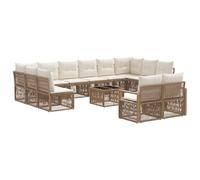 vidaXL Ensemble de canapé de Jardin 13 pcs Beige polyrotin, Canapé modulaire d'extérieur, mobilier de Jardin résistant aux intempéries, fauteuils Ajustables, Facile d'entretien