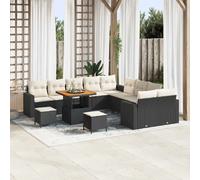 vidaXL Ensemble de canapé de jardin 13 pcs Noir polyrotin