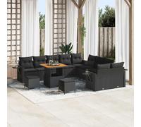 vidaXL Ensemble de canapé de jardin 13 pcs Noir polyrotin