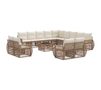 vidaXL Ensemble de canapé de Jardin 14 pcs Beige et Blanc crème, Canapé Moderne, résistant aux intempéries, modulable, idéal pour Le Jardin, Superbe Espace détente, Arrangement Flexible
