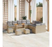 vidaXL Ensemble de canapé de jardin 14 pcs Beige polyrotin