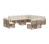 vidaXL Ensemble de canapé de Jardin 14 pcs Beige polyrotin, Canapé d'extérieur stylé, Moderne, résistant aux intempéries, mobilier de Jardin, Coin Lounge, canapé de Patio