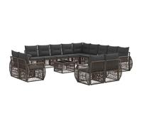 vidaXL Ensemble de canapé de Jardin 14 pcs Gris et Gris foncé, Canapé Moderne, résistant aux intempéries, modulable, idéal pour Le Jardin, Superbe Espace détente, Arrangement Flexible