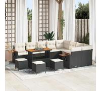 vidaXL Ensemble de canapé de jardin 14 pcs Noir et Crème polyrotin