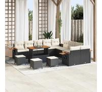 vidaXL Ensemble de canapé de jardin 18 pcs Noir et Crème polyrotin