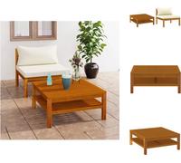 vidaXL Ensemble de canapé de jardin 2 pièces avec coussins blanc crème en bois d'acacia - éléments de canapé de jardin