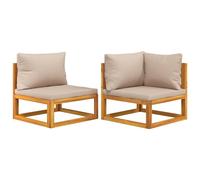 vidaXL Ensemble de canapé de jardin 2 pièces avec coussins en bois massif d'acacia