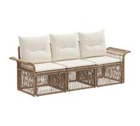 vidaXL Ensemble de canapé de Jardin 3 pcs Beige polyrotin, Ensemble de canapés Modernes, résistant aux intempéries, Design modulaire, Confortable, mobilier extérieur, Pieds Ajustables