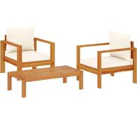 vidaXL Ensemble de canapé de jardin 3 pièces avec coussins en bois massif d'acacia