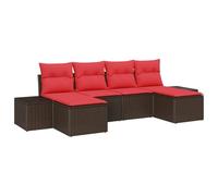 vidaXL Ensemble de canapé de Jardin 4 pc Marron et Rouge polyrotin | Un super savoir-faire pour une ambiance unique , Facile de changer selon ton envie , Reste stable même sur un sol pas plat