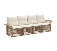 vidaXL Ensemble de canapé de Jardin 4 pcs Beige polyrotin, Canape d'extérieur Moderne, résistante aux intempéries, modulable, avec Coussins en Mousse, Parfait pour se détendre