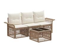 vidaXL Ensemble de canapé de Jardin 4 pcs Beige polyrotin, Ensemble de canapés Modernes, résistant aux intempéries, Design modulaire, Confortable, mobilier extérieur, Pieds Ajustables