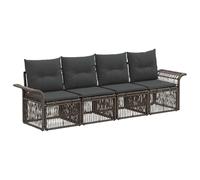 vidaXL Ensemble de canapé de Jardin 4 pcs Gris polyrotin, Canape d'extérieur Moderne, résistante aux intempéries, modulable, avec Coussins en Mousse, Parfait pour se détendre