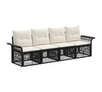 vidaXL Ensemble de canapé de Jardin 4 pcs Noir polyrotin, Canape d'extérieur Moderne, résistante aux intempéries, modulable, avec Coussins en Mousse, Parfait pour se détendre
