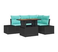 vidaXL Ensemble de Canapé de Jardin 5 pc Noir Rotin synthétique | Tu peux facilement adapter cet ensemble à n'importe quel espace, Hauteur flexible pour différentes surfaces, Texture unique