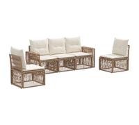 Ensemble de canapés de jardin vidaXL, 5 pièces, beige et blanc crème, en polyrotin