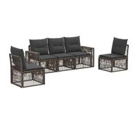vidaXL Ensemble de canapé de Jardin 5 pcs Gris et Gris foncé polyrotin, Canapé de Jardin Moderne, sièges Outdoors, résistant aux intempéries, Design modulaire, mobilier en rotin, aménagement Patio