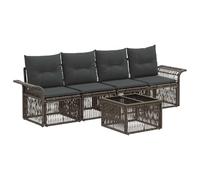 vidaXL Ensemble de canapé de Jardin 5 pcs Gris polyrotin, Canape d'extérieur Moderne, résistante aux intempéries, modulable, avec Coussins en Mousse, Parfait pour se détendre