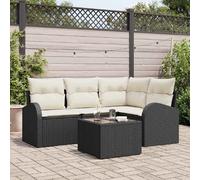 vidaXL Ensemble de canapé de jardin 5 pcs Noir et Blanc polyrotin