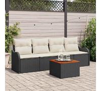 vidaXL Ensemble de canapé de jardin 5 pcs Noir et Crème polyrotin